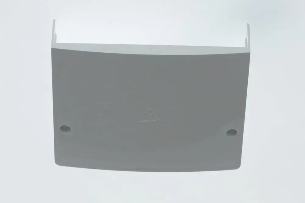 Weiße Abdeckung mit Sicherheitssymbol, designed für Bosch Module, mit zwei Befestigungslöchern an der Unterseite.